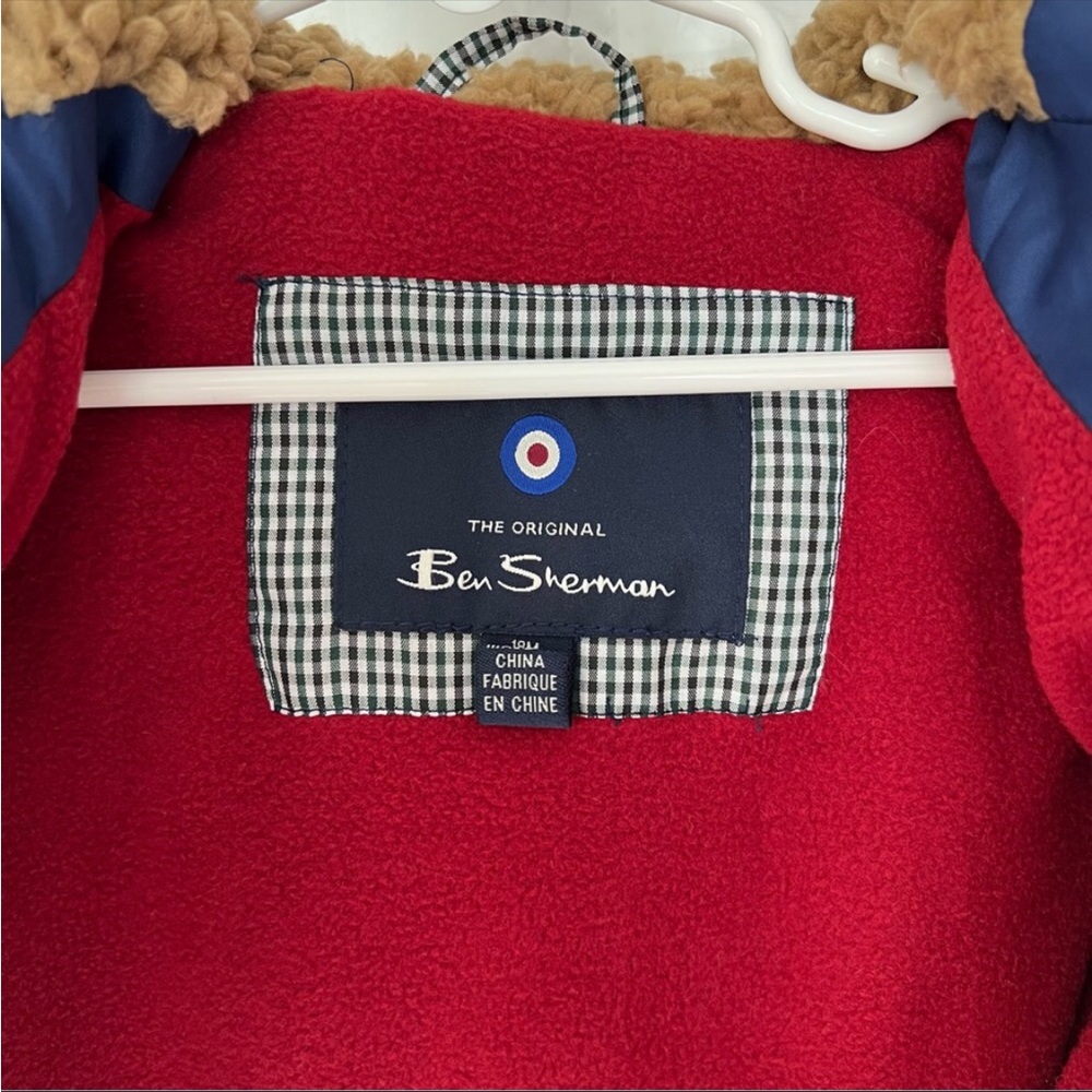 Ben Sherman Toddler Blue & Red Puffer Coat with Hood, 18M - Picture 4 of 11